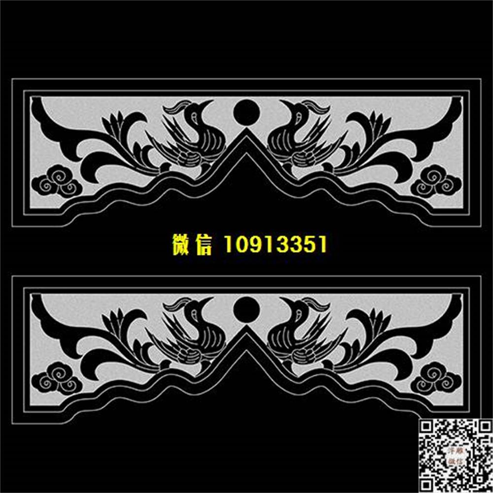 精雕图7凤横梁精雕图线雕图线条图单线铣底图_电脑雕刻plt文泰矢量图精雕图浮雕图